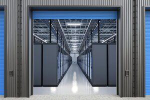 Komputer server rendering 3d atau komputer mainframe di gudang