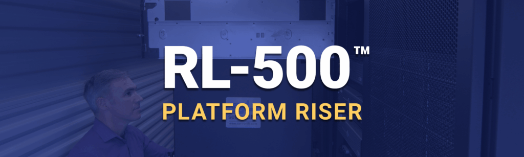 ServerLIFT RL-500™ Platform Riser Data Center Lift Attachment - guy using platform to add a server