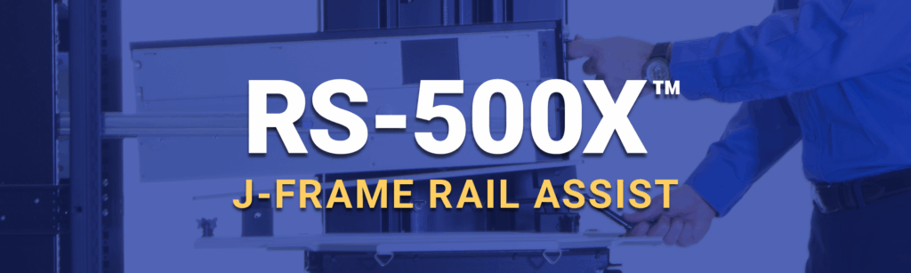 ServerLIFT RS-500X™ J-Rail Assist Data Center Lift Attachment - guy adding a server